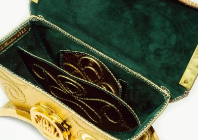 01 TEODORA Borsa fatta a mano pelle oro artigianale novara milano