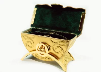 01 TEODORA Borsa fatta a mano pelle oro artigianale novara milano